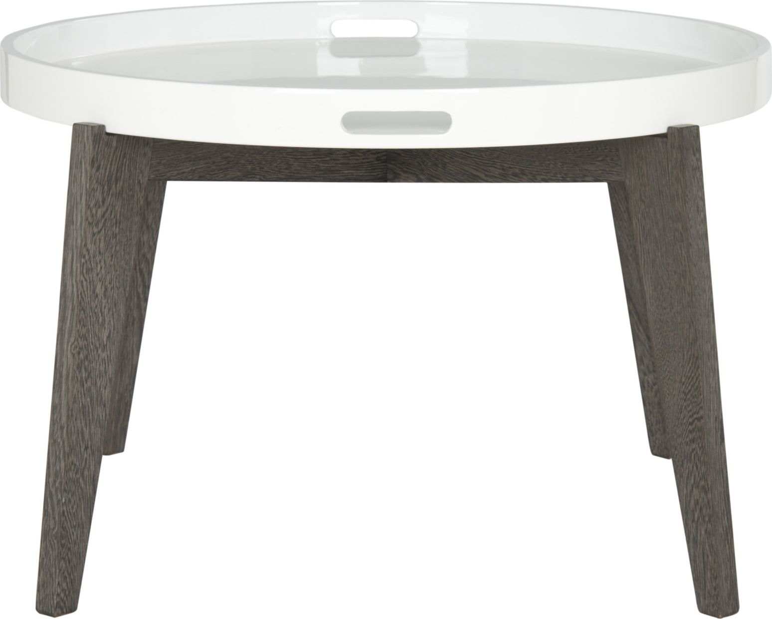 Safavieh Echo Mid Century Lacquer Tray Top End Table White and Dark Brown Furniture main image