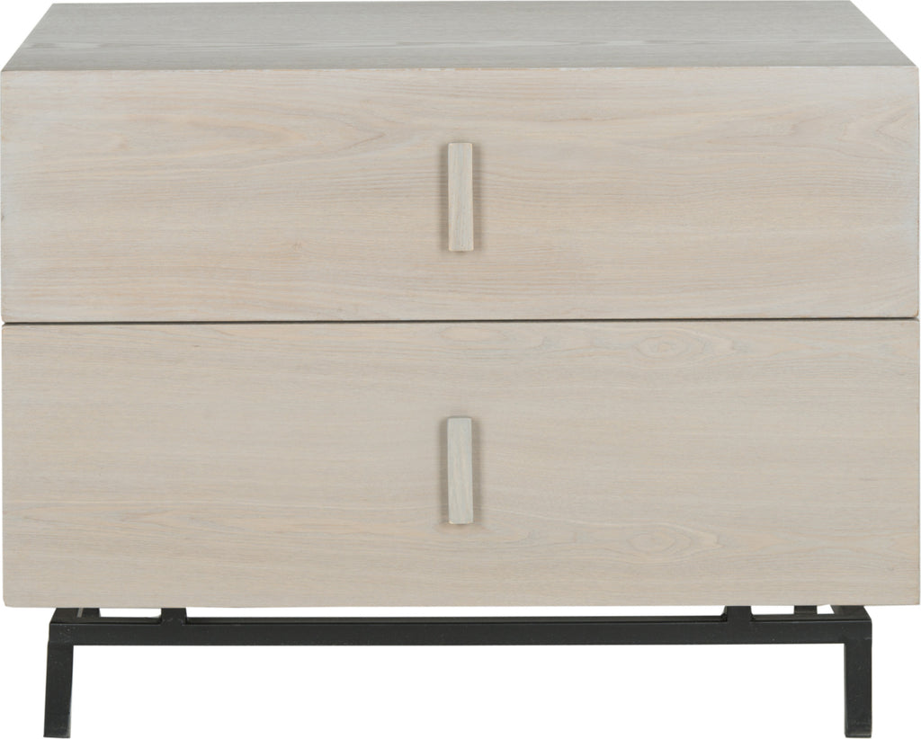 Safavieh Herschel Mid Century Scandinavian Lacquer Two Drawer Cabinet Grey and Black Furniture main image