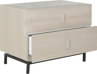 Safavieh Herschel Mid Century Scandinavian Lacquer Two Drawer Cabinet Grey and Black Furniture 