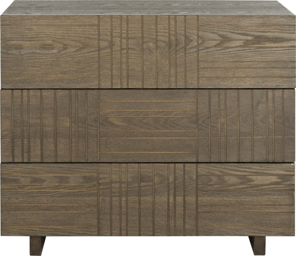 Safavieh Mitch Mid Century Scandinavian Three Drawer Cabinet Dark Brown Furniture main image