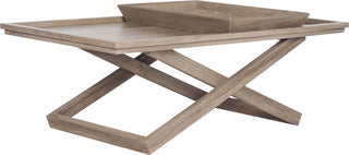 Safavieh Arleana Cross Leg Coffee Table With Tray Light Oak Furniture 