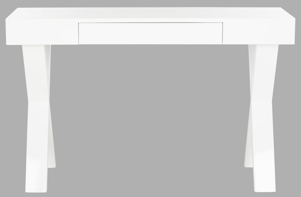 Safavieh Alessia Mid Century Lacquer One Drawer Vanity Desk White Furniture main image