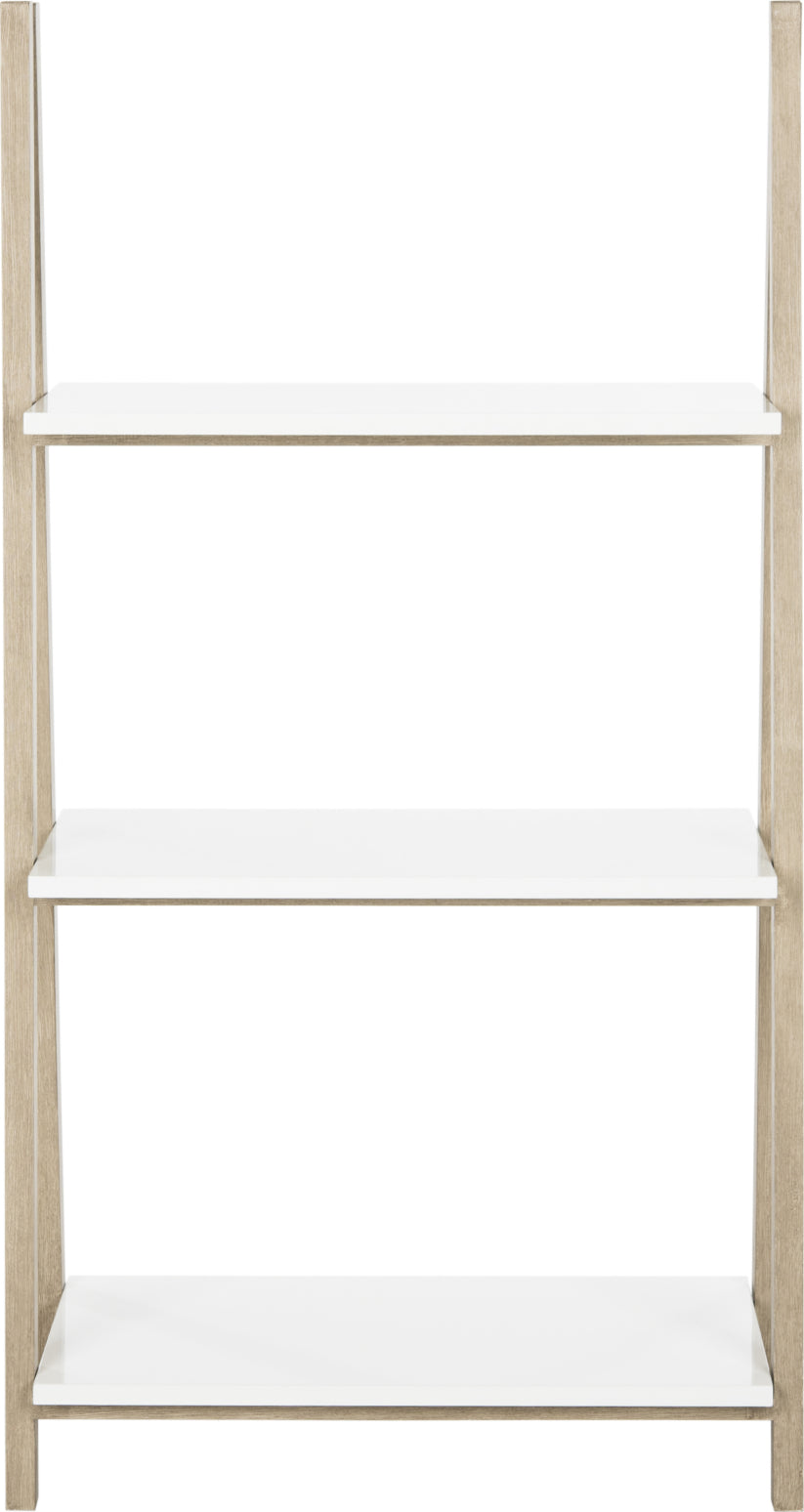 Safavieh Hartley 52'' Retro Scandinavian Three Tier Shelf White and Light Oak Furniture main image