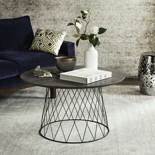 Safavieh Roe Retro Mid Century Wood Coffee Table Dark Grey and Black Furniture  Feature