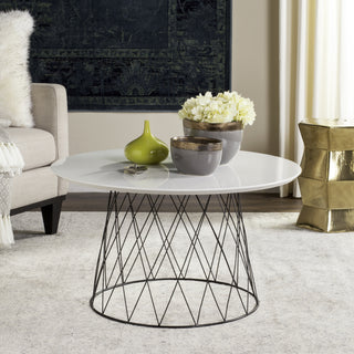 Safavieh Roe Retro Mid Century Lacquer Coffee Table White and Black Furniture  Feature