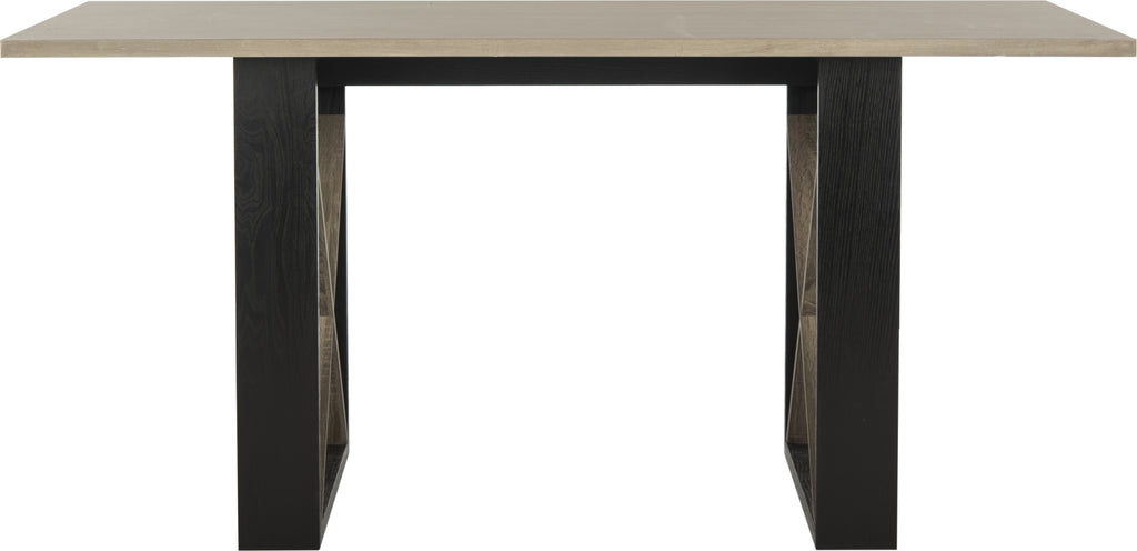 Safavieh Monty Retro Mid Century Wood Dining Table Light Oak and Black Furniture main image