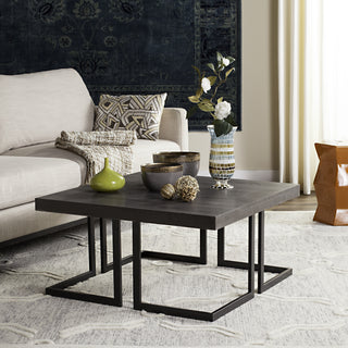 Safavieh Amalya Modern Mid Century Wood Coffee Table Dark Grey and Black  Feature