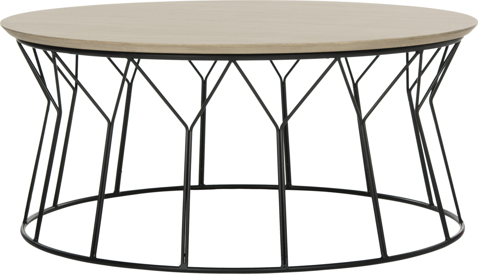 Safavieh Deion Retro Mid Century Wood Coffee Table Light Oak and Black Furniture main image