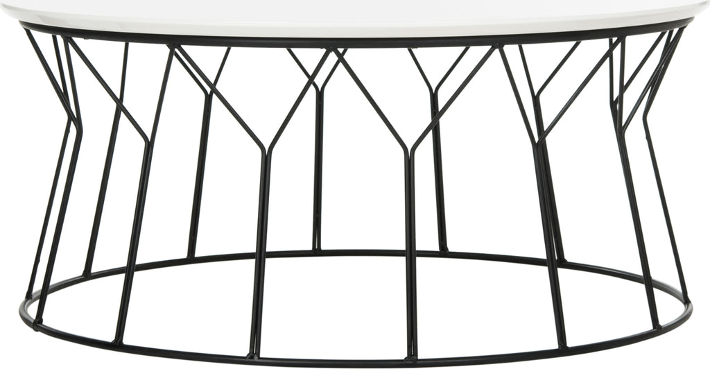 Safavieh Deion Retro Mid Century Lacquer Coffee Table White and Black Furniture main image