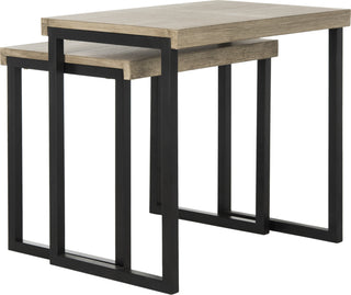 Safavieh Femi Modern Nesting End Table Light Oak and Black Furniture 