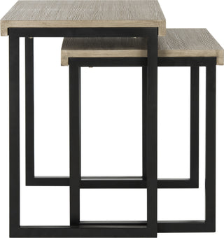 Safavieh Femi Modern Nesting End Table Light Oak and Black Furniture 