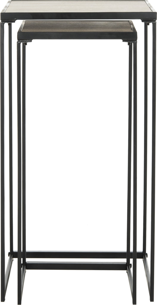 Safavieh Callia Retro Mid Century Wood Stacking End Table Light Oak and Black Furniture main image