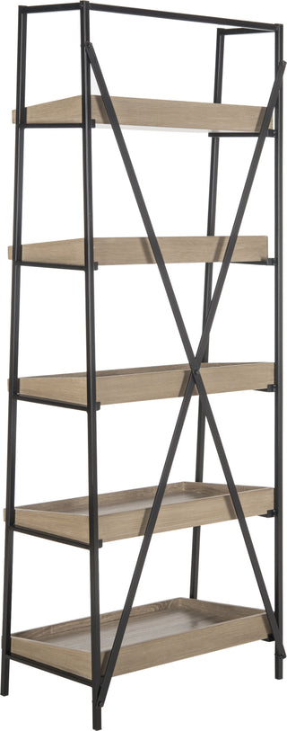 Safavieh Joel Retro Mid Century 5 Tier Etagere Oak and Black Furniture 