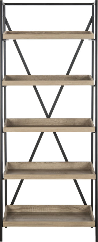 Safavieh Joel Retro Mid Century 5 Tier Etagere Oak and Black Furniture main image