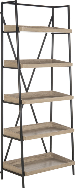 Safavieh Joel Retro Mid Century 5 Tier Etagere Oak and Black Furniture 