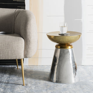 Safavieh Dov Drum Side Table Gold Furniture  Feature