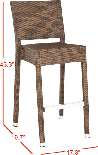 Safavieh Bethel Indoor-Outdoor Bar Stool Brown Furniture 