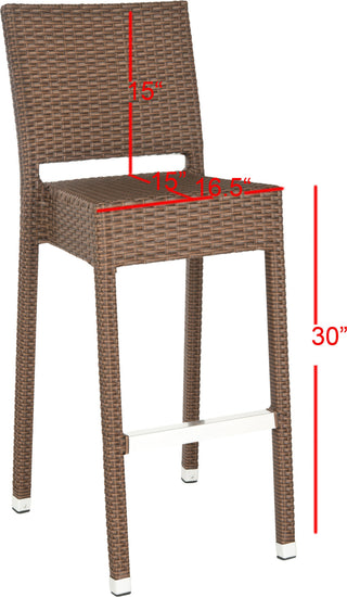 Safavieh Bethel Indoor-Outdoor Bar Stool Brown Furniture 