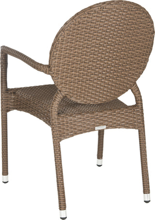 Safavieh Valdez Indoor-Outdoor Stacking Arm Chair Brown Furniture 