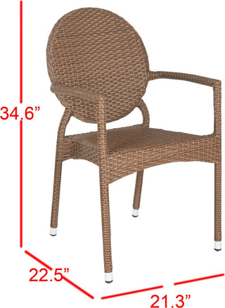 Safavieh Valdez Indoor-Outdoor Stacking Arm Chair Brown Furniture 