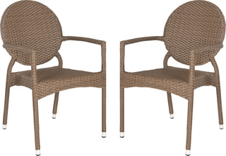 Safavieh Valdez Indoor-Outdoor Stacking Arm Chair Brown Furniture 