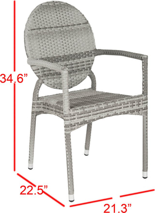 Safavieh Valdez Indoor-Outdoor Stacking Arm Chair Grey Furniture 