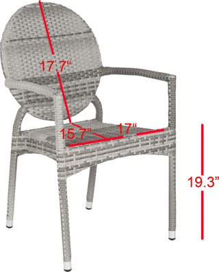 Safavieh Valdez Indoor-Outdoor Stacking Arm Chair Grey Furniture 