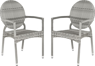 Safavieh Valdez Indoor-Outdoor Stacking Arm Chair Grey Furniture 