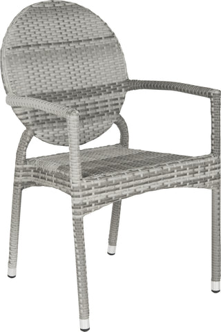 Safavieh Valdez Indoor-Outdoor Stacking Arm Chair Grey Furniture 