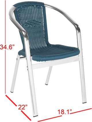 Safavieh Wrangell Indoor-Outdoor Stacking Armchair Teal Furniture 