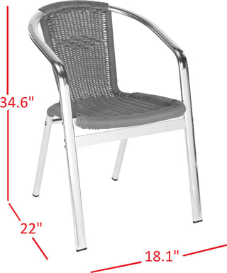 Safavieh Wrangell Indoor-Outdoor Stacking Armchair Grey Furniture 