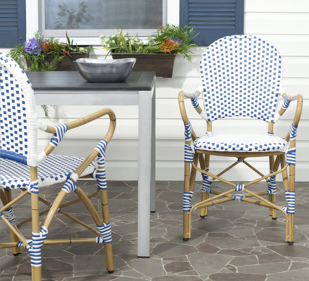 Safavieh Hooper Indoor-Outdoor Stacking Armchair Blue and White  Feature