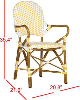 Safavieh Hooper Indoor-Outdoor Stacking Armchair Yellow and White Furniture 