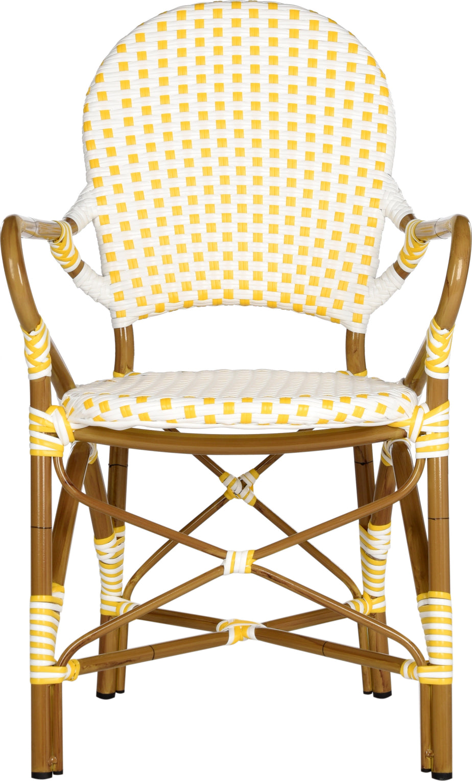 Safavieh Hooper Indoor-Outdoor Stacking Armchair Yellow and White Furniture main image