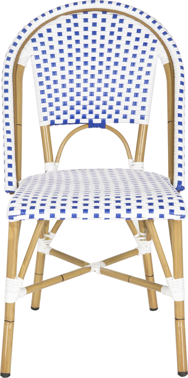 Safavieh Salcha Indoor-Outdoor French Bistro Stacking Side Chair Blue/White/Light Brown Furniture main image
