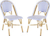 Safavieh Salcha Indoor-Outdoor French Bistro Stacking Side Chair Blue/White/Light Brown Furniture 