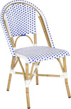 Safavieh Salcha Indoor-Outdoor French Bistro Stacking Side Chair Blue/White/Light Brown Furniture 