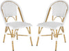 Safavieh Salcha Indoor-Outdoor French Bistro Stacking Side Chair Grey/White/Light Brown Furniture 