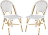 Safavieh Salcha Indoor-Outdoor French Bistro Stacking Side Chair Grey/White/Light Brown Furniture 