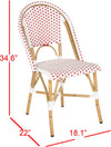 Safavieh Salcha Indoor-Outdoor French Bistro Stacking Side Chair Red/White/Light Brown Furniture 
