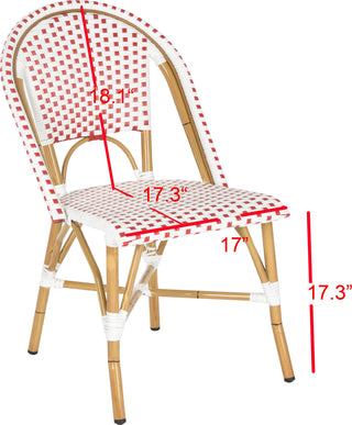 Safavieh Salcha Indoor-Outdoor French Bistro Stacking Side Chair Red/White/Light Brown Furniture 