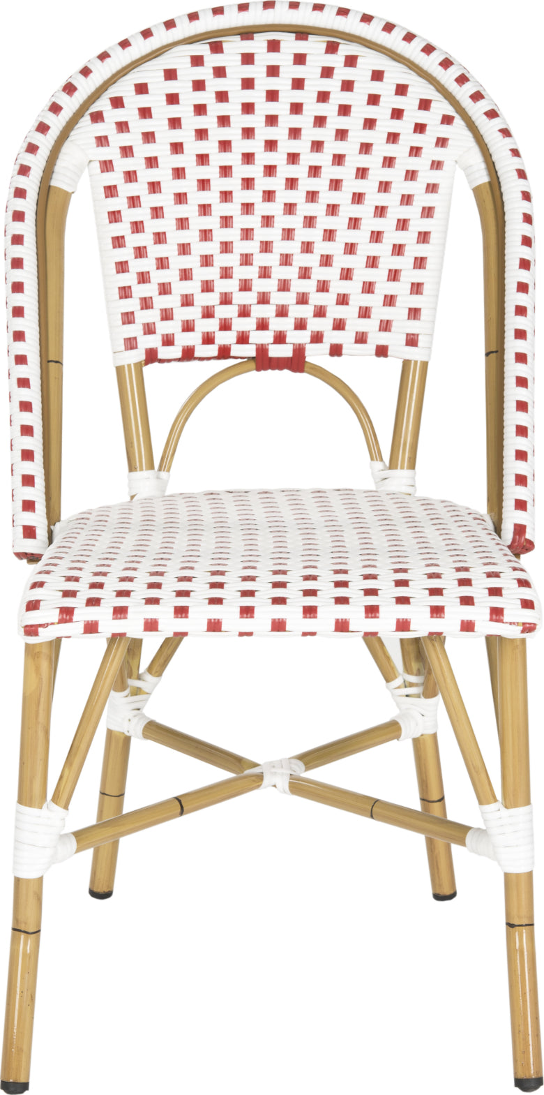 Safavieh Salcha Indoor-Outdoor French Bistro Stacking Side Chair Red/White/Light Brown Furniture main image