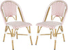 Safavieh Salcha Indoor-Outdoor French Bistro Stacking Side Chair Red/White/Light Brown Furniture 