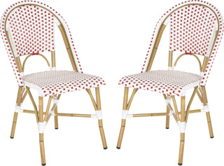 Safavieh Salcha Indoor-Outdoor French Bistro Stacking Side Chair Red/White/Light Brown Furniture 