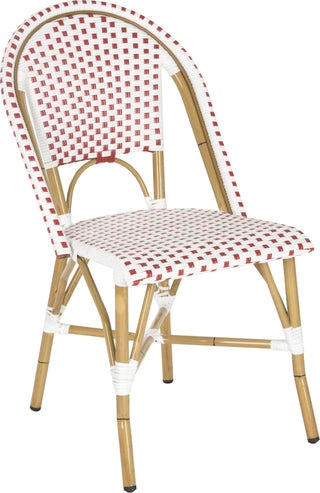 Safavieh Salcha Indoor-Outdoor French Bistro Stacking Side Chair Red/White/Light Brown Furniture 