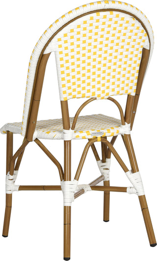 Safavieh Salcha Indoor-Outdoor French Bistro Stacking Side Chair Yellow/White/Light Brown Furniture 