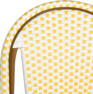 Safavieh Salcha Indoor-Outdoor French Bistro Stacking Side Chair Yellow/White/Light Brown Furniture 