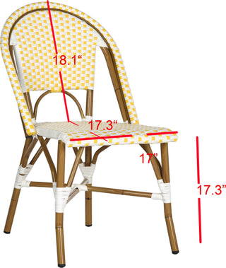 Safavieh Salcha Indoor-Outdoor French Bistro Stacking Side Chair Yellow/White/Light Brown Furniture 