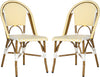 Safavieh Salcha Indoor-Outdoor French Bistro Stacking Side Chair Yellow/White/Light Brown Furniture 