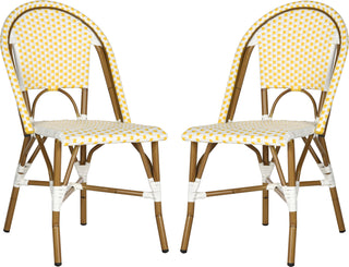 Safavieh Salcha Indoor-Outdoor French Bistro Stacking Side Chair Yellow/White/Light Brown Furniture 